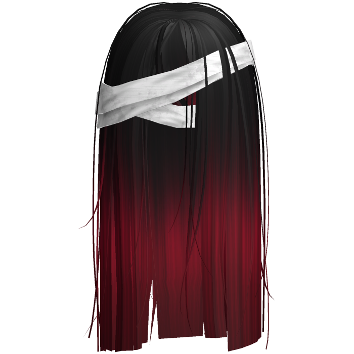 Horror Black Red Hair w White Face Bandages