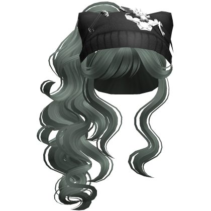 Cat Beanie Y2K Curly Ponytail Hair Green Roblox item