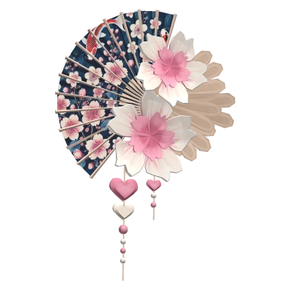 Traditional Japanese Fan Hairpin w Koi Fish | Roblox Item - Rolimon's