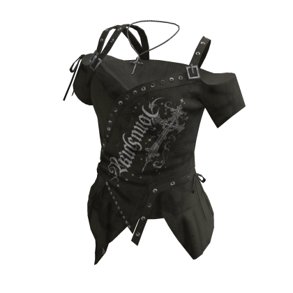 Mall Goth Studded Top w/ Cross Chain (Green)
