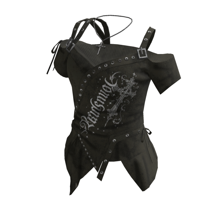 Mall Goth Studded Top w/ Cross Chain (Green)