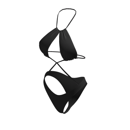 Y2K Strappy Criss Cross Bikini Set In Black thumbnail