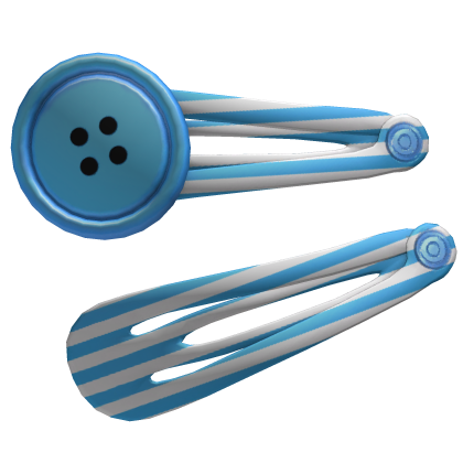 Striped Button Hairclips [Blue & White] Roblox item