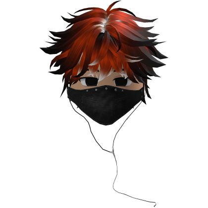 Cute Emo Boy Headphones Mask black Y2K ( orange )