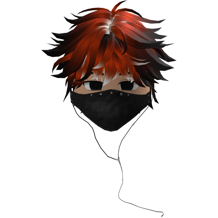 Cute Emo Boy Headphones Mask black Y2K ( orange )
