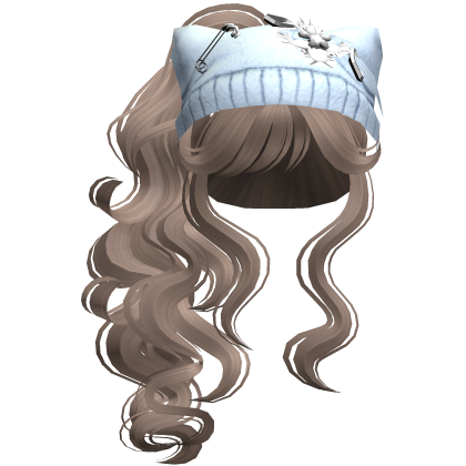 Blue Cat Beanie Y2K Curly Ponytail Hair  Roblox item