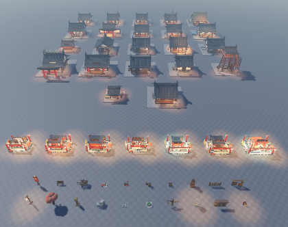 Japanese Village Kit - 7 Stations, NPCs, 20 Props preview 1