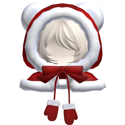 red christmas bear hood bob cut hair light blonde