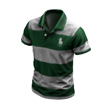 Green Striped Y2K Streetwear Polo Shirt