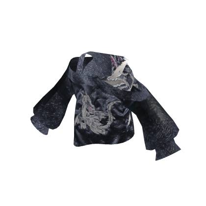 Dark Black Midnight Dragon Y2K Street T-Shirt thumbnail