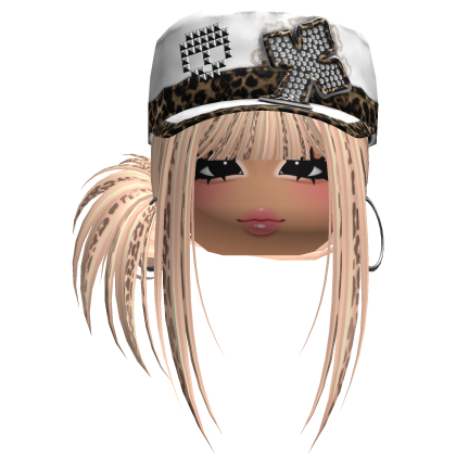 Gyaru Side Bun Hair w/ Cheetah Cap & Earrings
