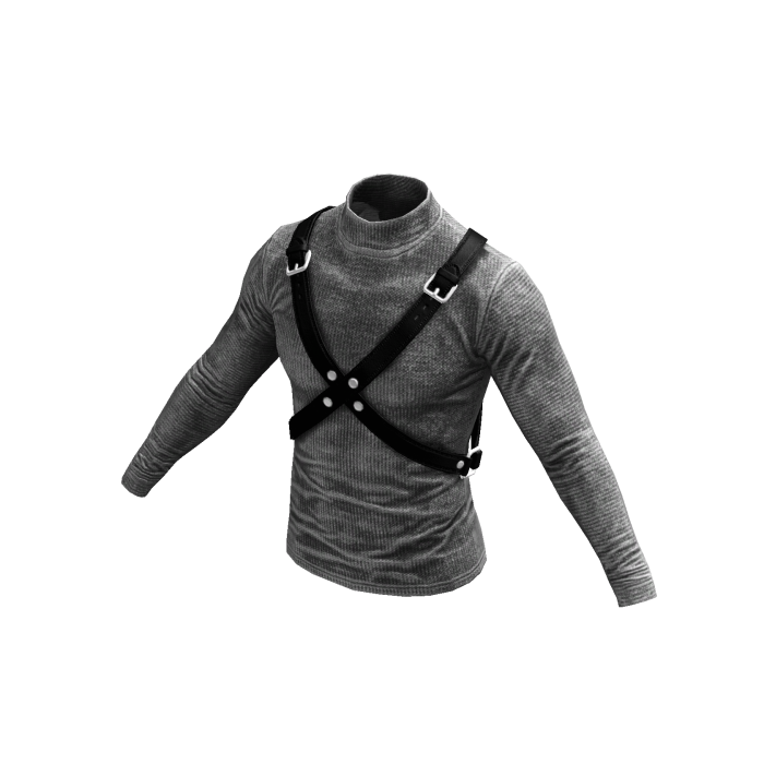 Gray Knit Strapped Harness Sweater