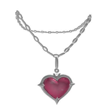 Rose Pink Heart Y2K Silver Chain Necklace