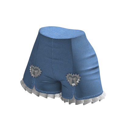 Denim wide leg shorts ruffled Light blue thumbnail