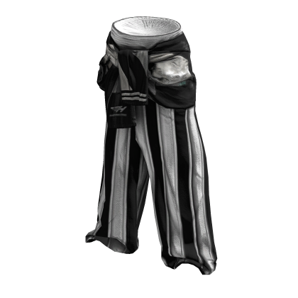 Black White Layered Striped Baggy Pants