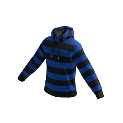 Black and blue striped hoodie top