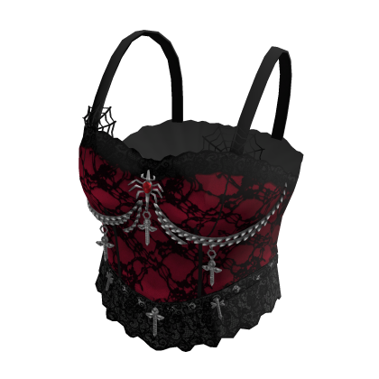 Spiderweb Goth Corset (Red)