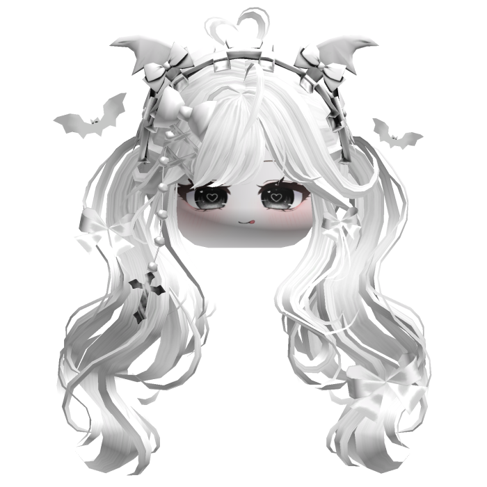 Goth Wavy Pigtails w/Headband (White)