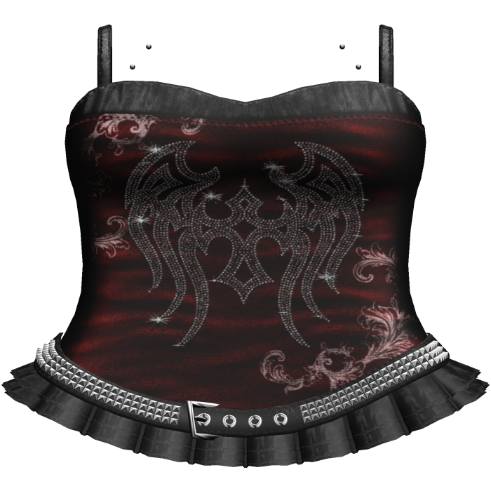 Grunge Red/Black Emo Rhinestone Dress