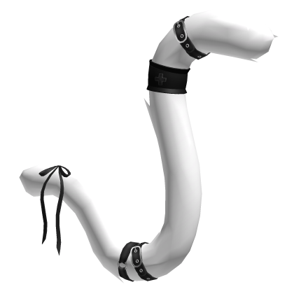 White Black Ribbon Nurse Cat Tail Roblox item