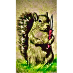Squirrel with knife