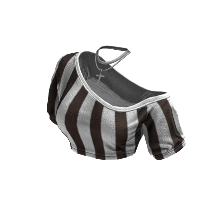 Cozy Off Shoulder Striped Top Necklace(BrownWhite)