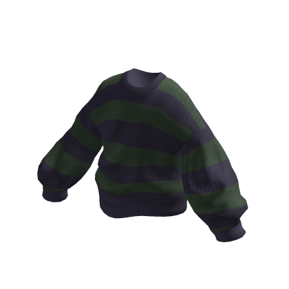 Oversized Knitted Sweater Green Blue Stripe