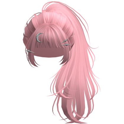 Pink Flowy Lush Ponytail w/ Moon Pins Roblox item