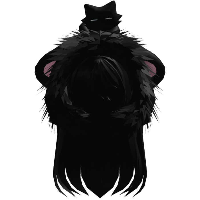 Black Straight Hair W/ Moe Hood Fur