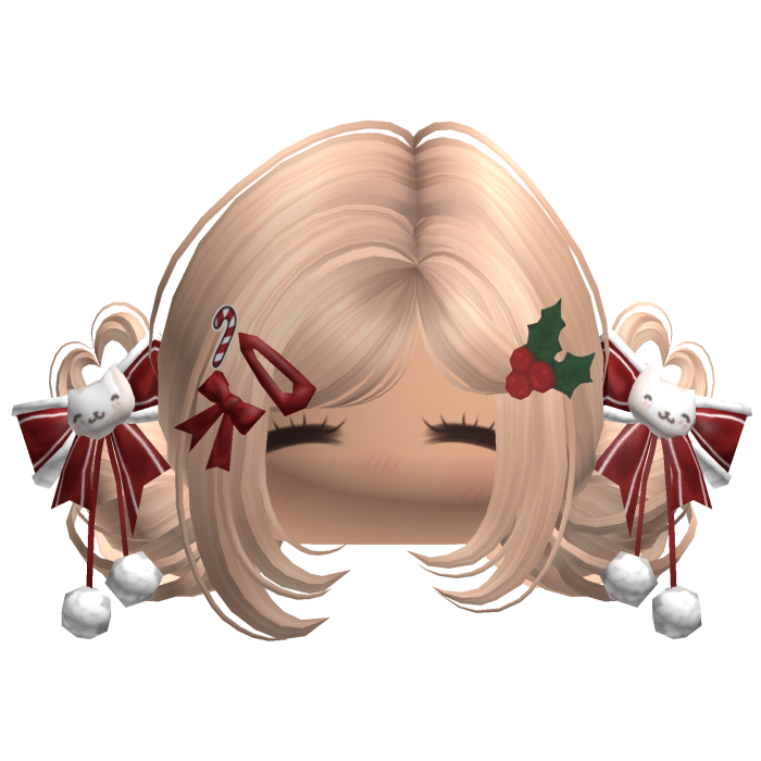 ♡ Christmas Buns w/ Bows (Blonde)