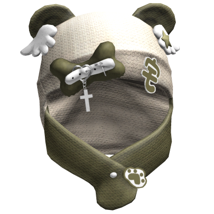 Beige&Green Kawaii Cozy Wings Hood Roblox item