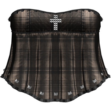 Gothic Brown Plaid Ruffle Dress