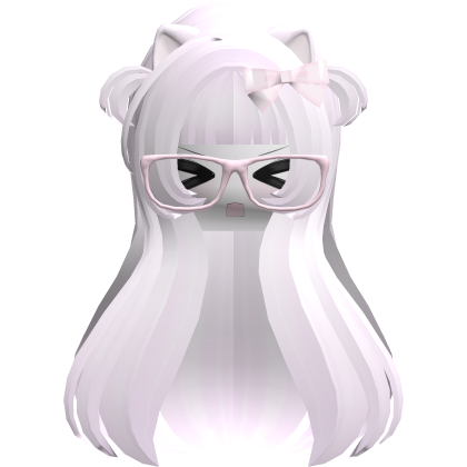 Kawaii Light Pink Long Flowy Hair /w Glasses