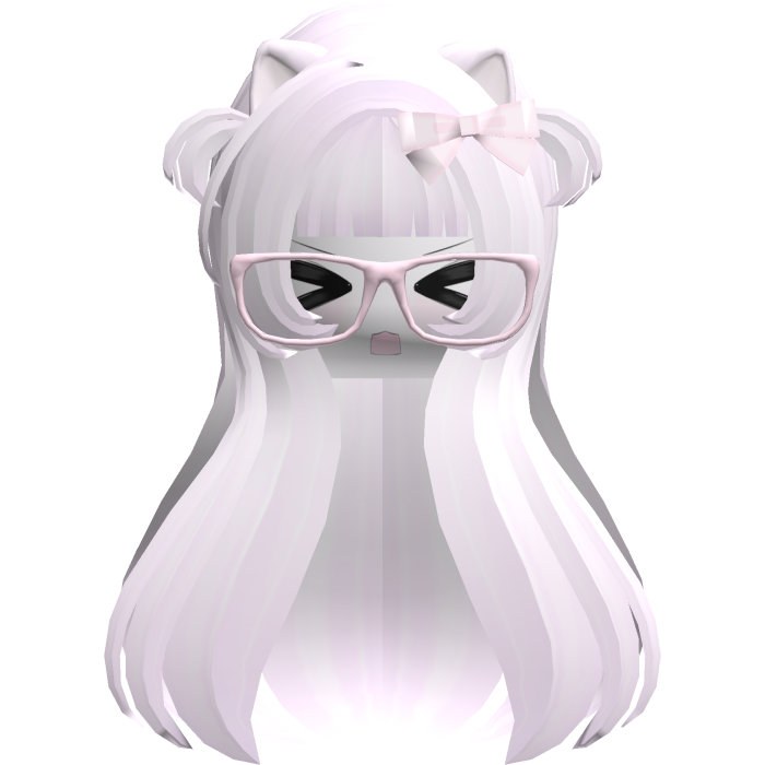 Kawaii Light Pink Long Flowy Hair /w Glasses