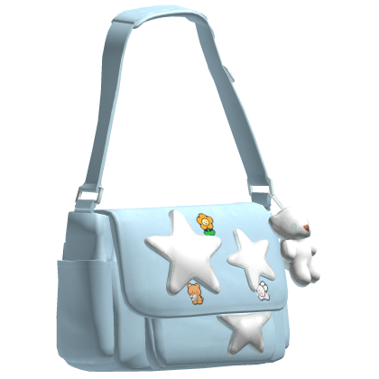 LightBlue&White Star Y2K Streetwear Side Bag