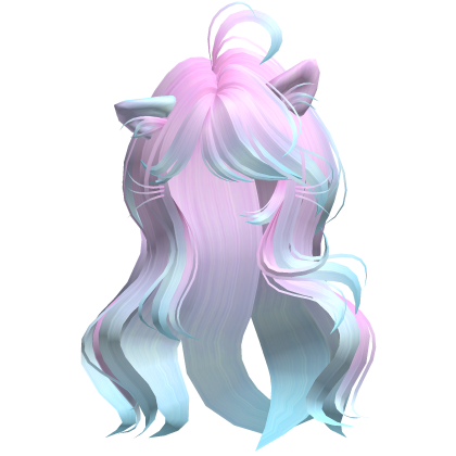 Messy Wavy Cute Kitty Cat Hair in Pink & Blue 9. Roblox item