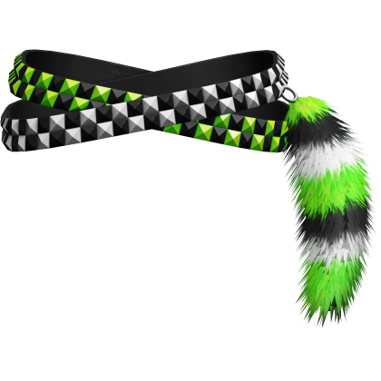 Green Studded Scene Double Belt Fur Keychain Right