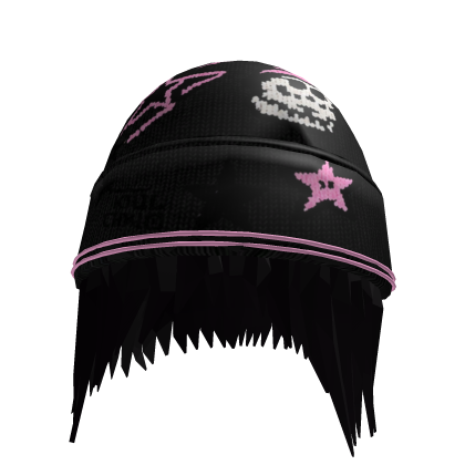 Y2K Grunge Star Beanie w/ Messy Spiky Hair (Black) Roblox item