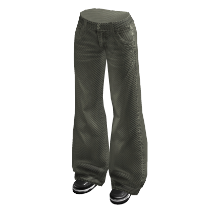 Baggy Jeans with Faded Detail (Olive)