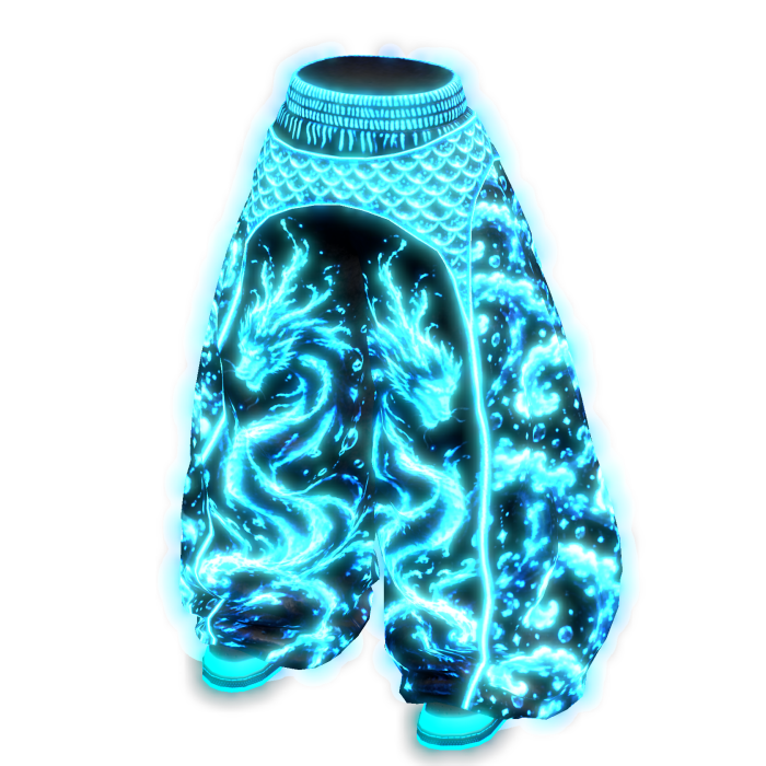 Glow Blue Emissive Dragon Baggy Pants BOEVI