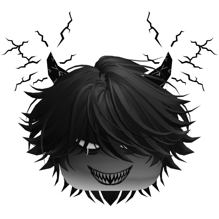 Messy Anime Demon Hair w Horns Black