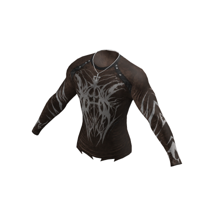 Cyber Goth Tribal Top w/ Cross Chain (Brown)