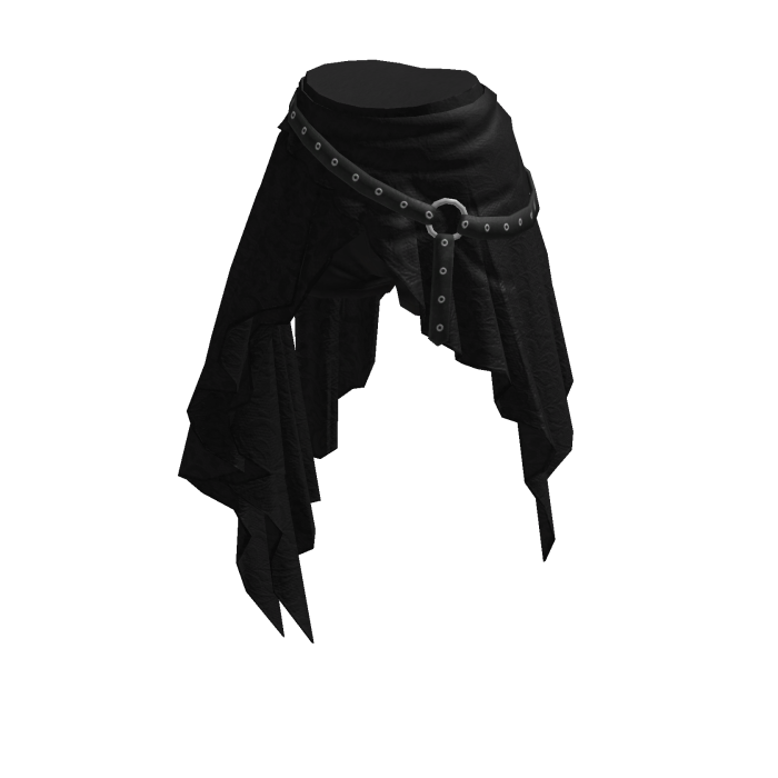 Grunge Draped Skirt w/ Studded Belt (Black)