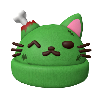 Green Kawaii Zombie Cat Beanie