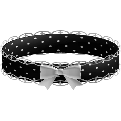 black polka dot lace choker necklace Roblox item thumbnail