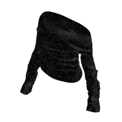 Black Cobweb Off-Shoulder Sweater