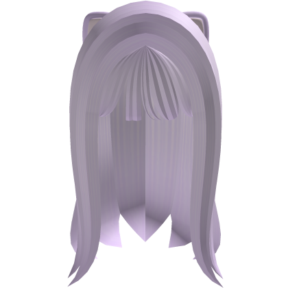 ♡ Cabello recto morado kawaii con orejas de gato Roblox item