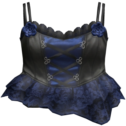 Navy Black Rose Corset Top