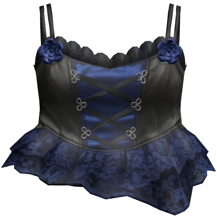 Navy Black Rose Corset Top