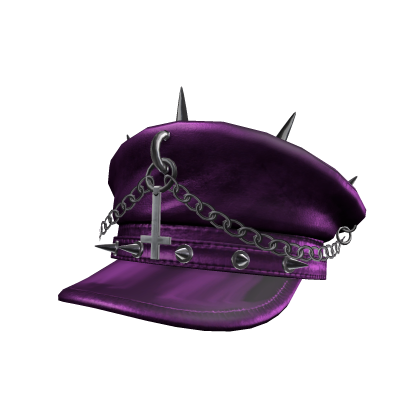 Goth Spiked Cross Chain Captain Hat Purple Roblox item